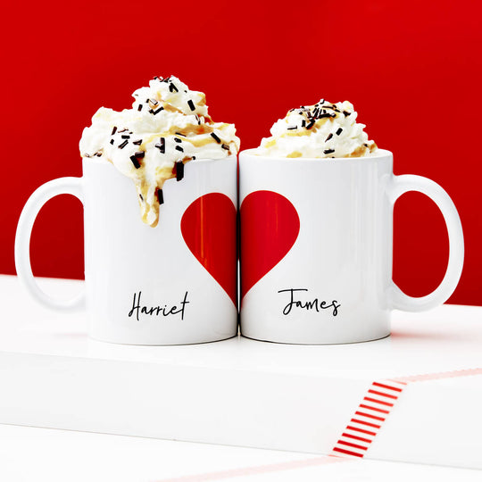 Personalised Love Heart Mug Set