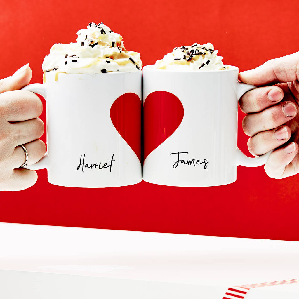 Personalised Love Heart Mug Set