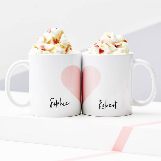 Personalised Love Heart Mug Set