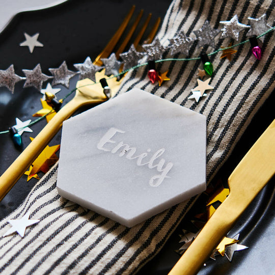 Personalised Marble Christmas Place Setting