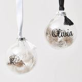 Monochrome Feather Personalised Bauble