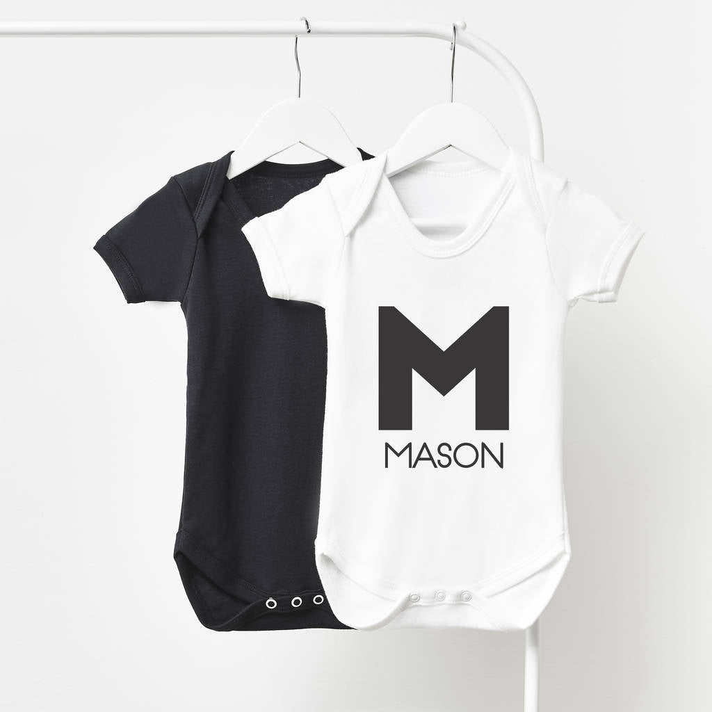 Monogram Personalised Short Sleeve Babygrow