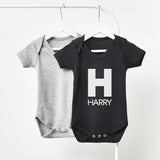 Monogram Personalised Short Sleeve Babygrow