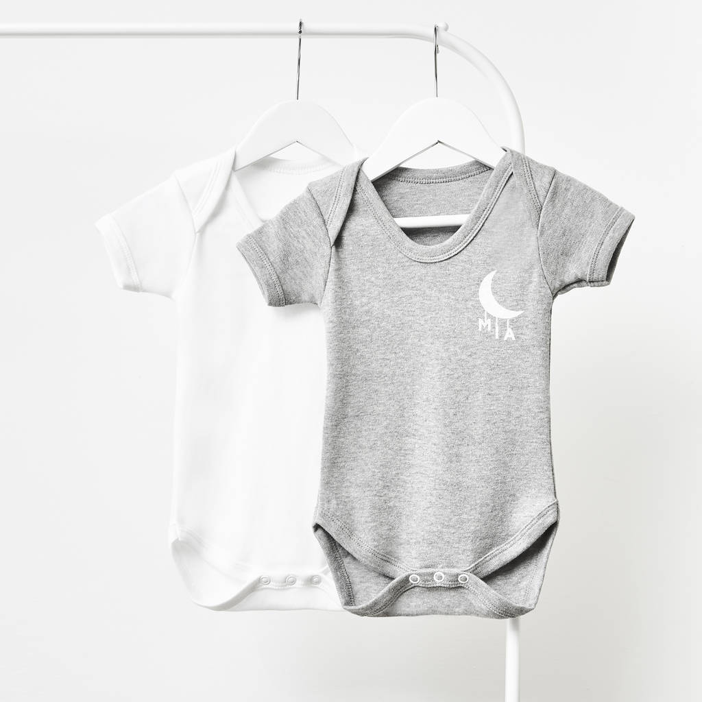 Little Moon Short Sleeve Personalised Babygrow