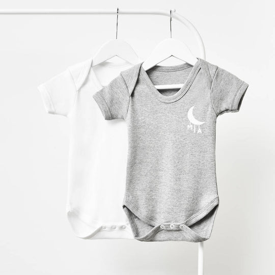 Little Moon Short Sleeve Personalised Babygrow