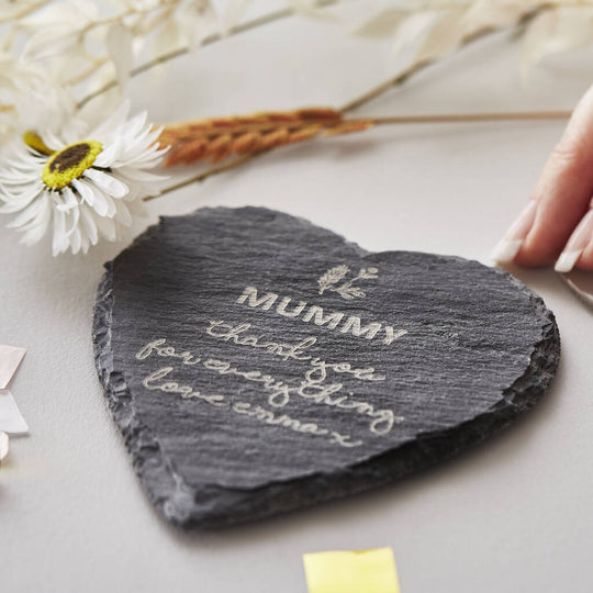 Personalised Message Heart Slate Coaster