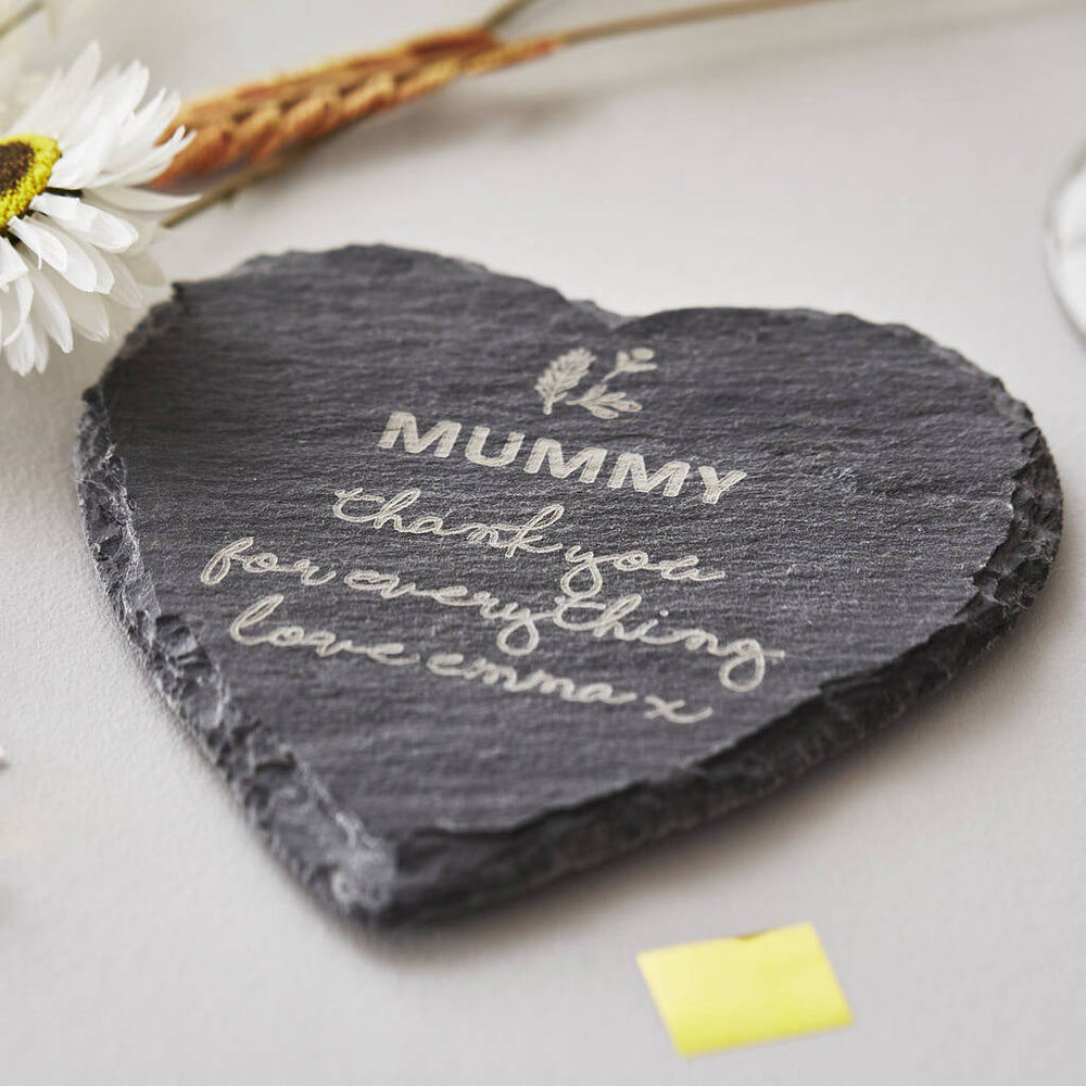 Personalised Mother's Day Heart Slate Coaster