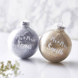 Personalised Mr And Mrs Glitter Bauble