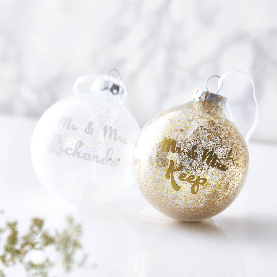 Personalised Mr And Mrs Sparkle Bauble