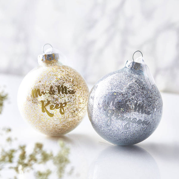 Personalised Mr And Mrs Sparkle Bauble