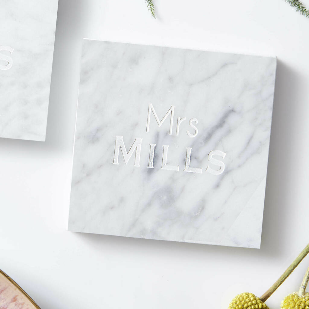 Personalised Mr And Mrs Marble Coaster