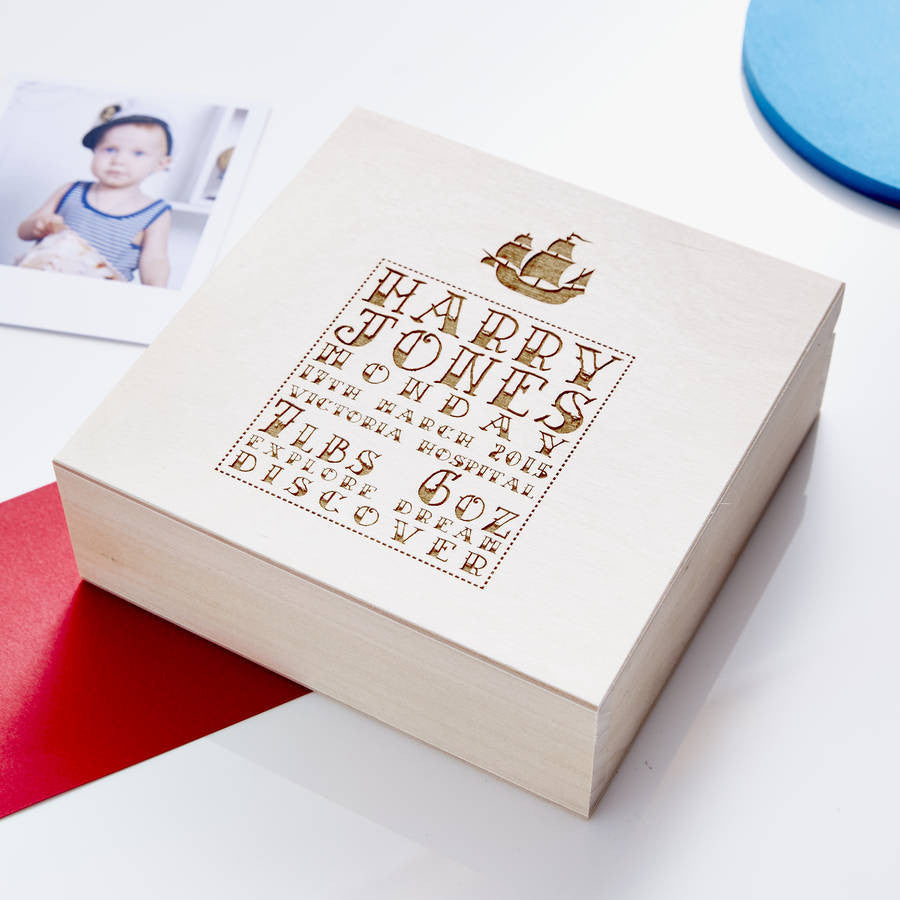 Personalised Nautical Wooden Baby Keepsake Box