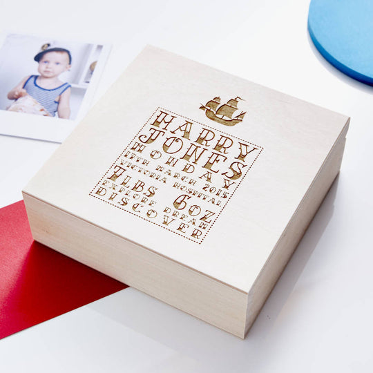 Personalised Nautical Wooden Baby Keepsake Box