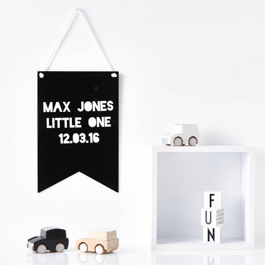 Personalised New Baby Keepsake Flag Wall Art