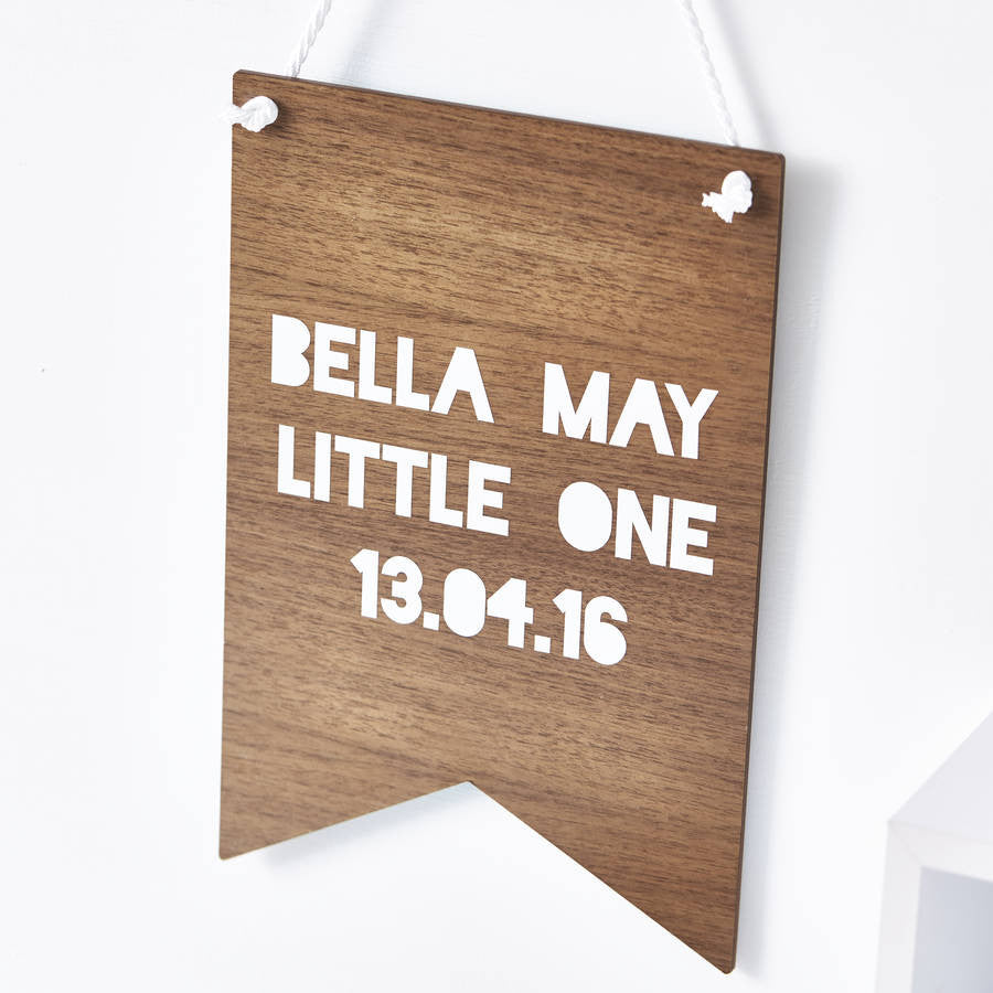 Personalised New Baby Keepsake Flag Wall Art