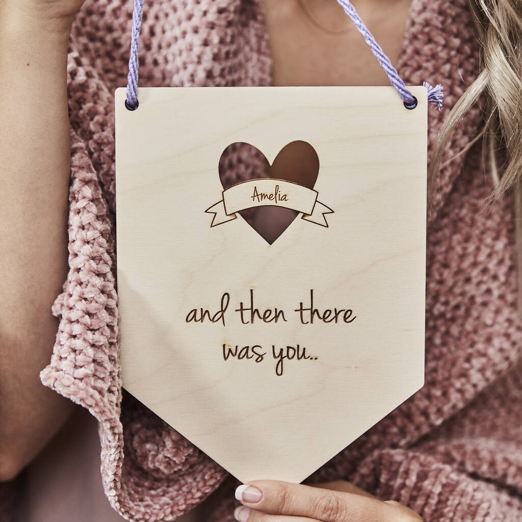 Personalised New Baby Wooden Flag