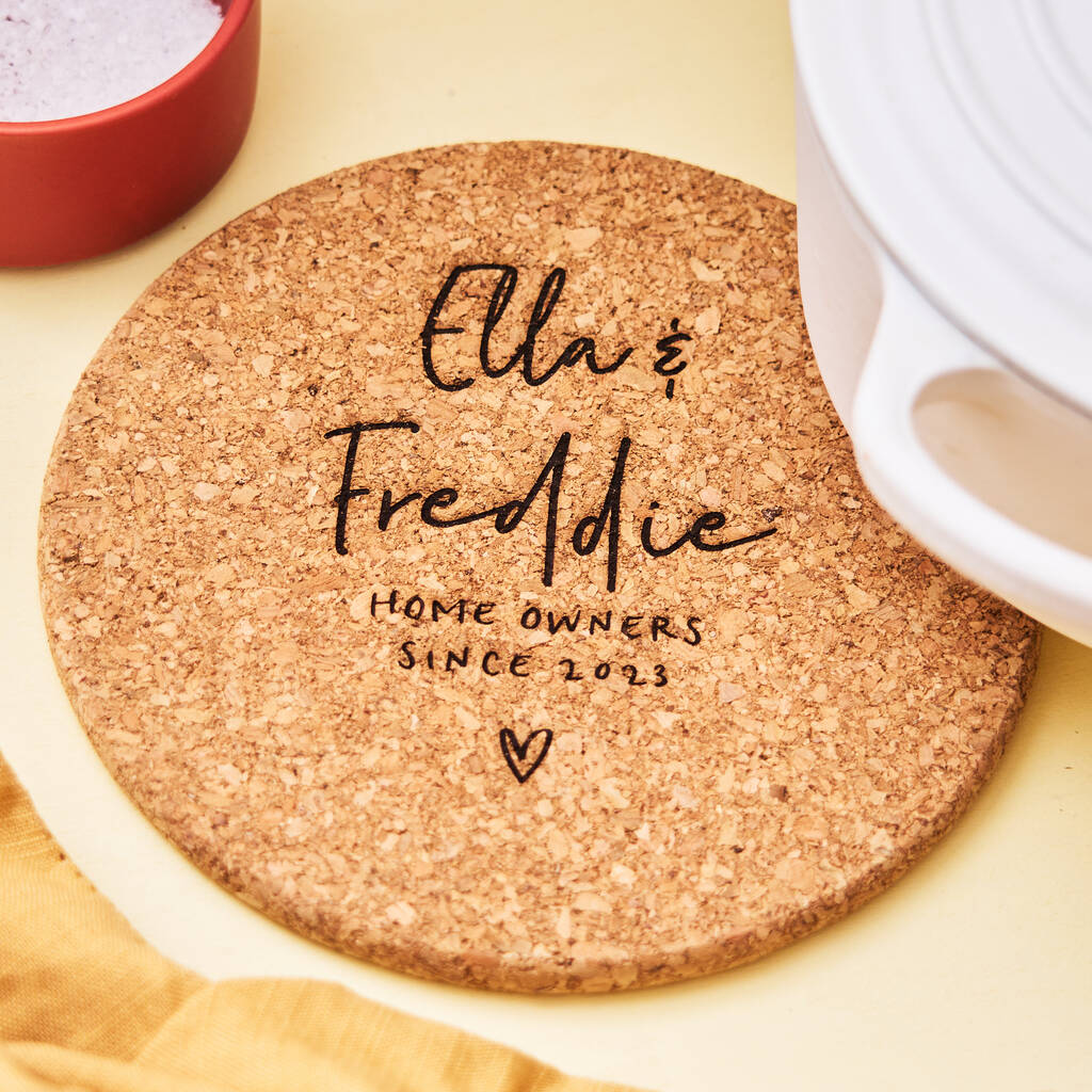 Personalised New Home Cork Trivet