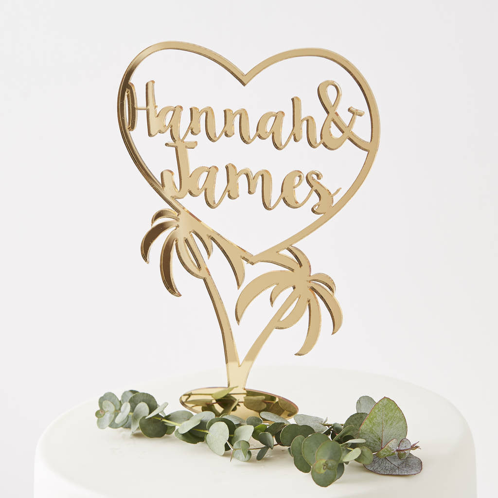 Personalised Palm Tree Wedding Cake Topper