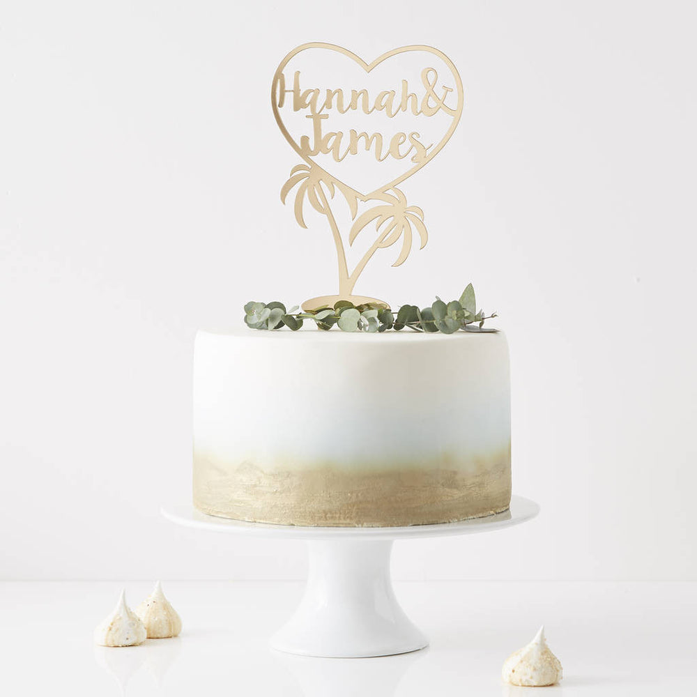 Personalised Palm Tree Wedding Cake Topper