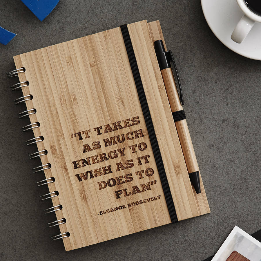 Personalised Quote Wooden Notebook Set For Him