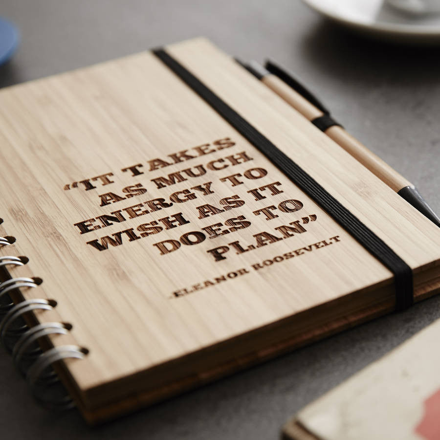 Personalised Quote Wooden Notebook Set For Him