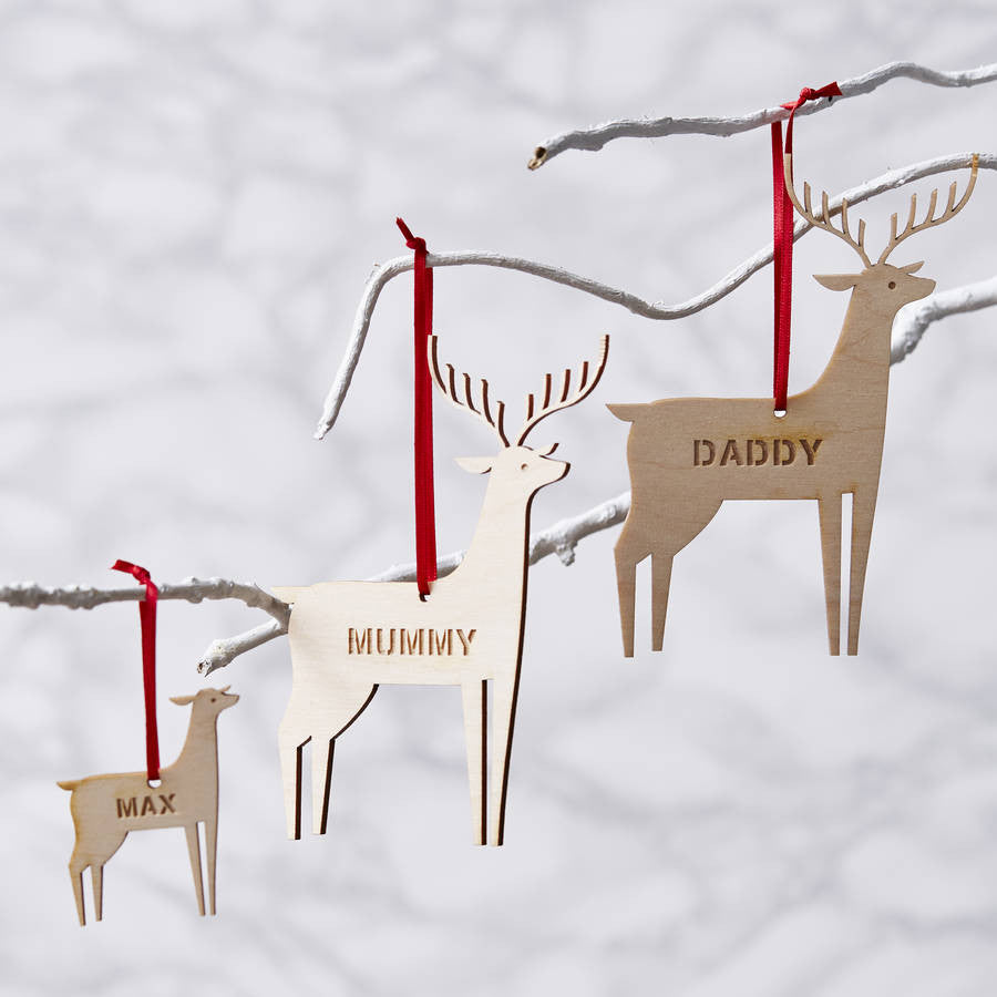 Personalised Reindeer Wooden Christmas Decoration