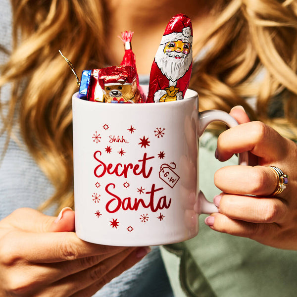 Chocolate Filled Personalised Secret Santa Mug