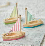 Personalised Set Of Three Wooden Sail Boats