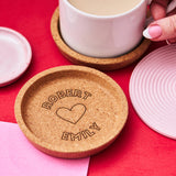 Personalised Set Of Two Cork Heart Coasters