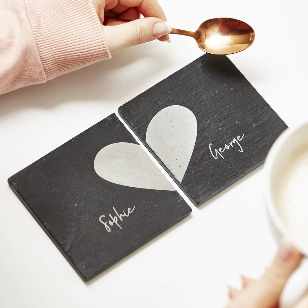 Personalised Slate Couples Coaster Set