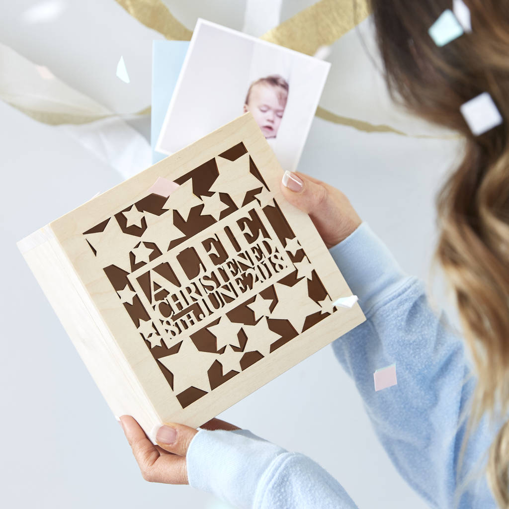 Personalised Star Christening Keepsake Box