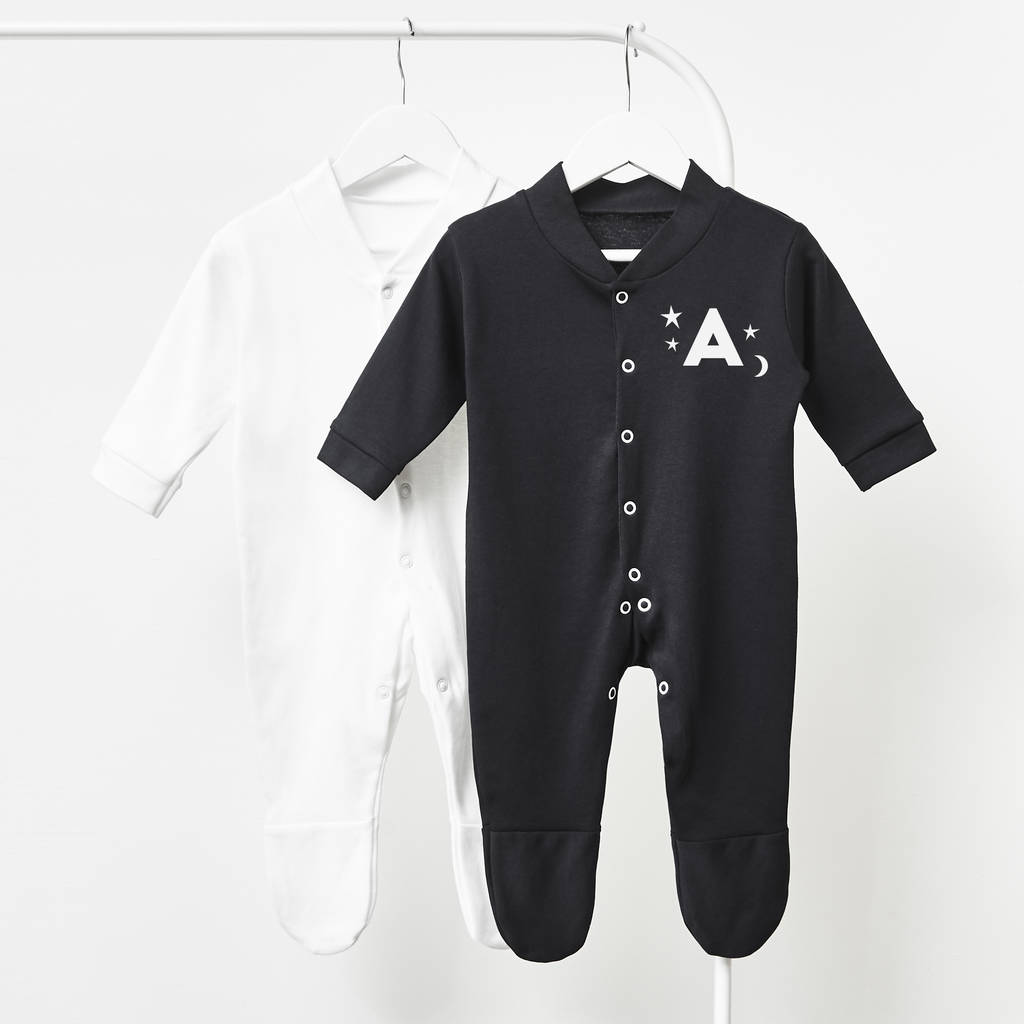 Little Stars Personalised Baby Sleepsuit
