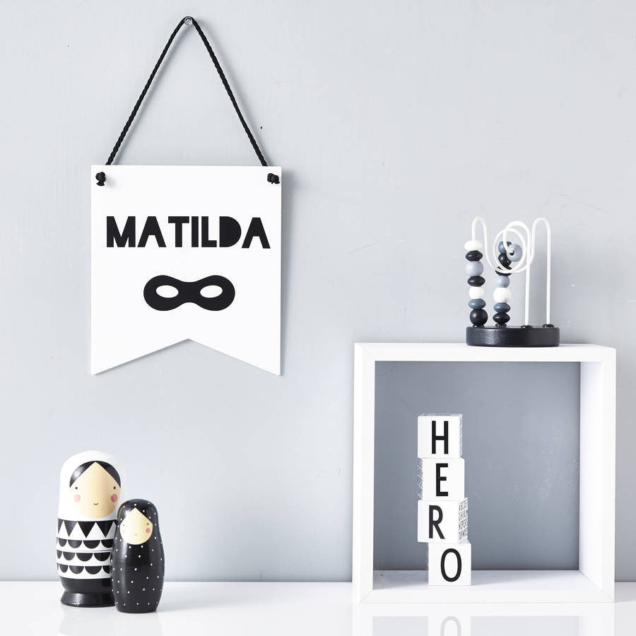 Personalised Superhero Monochrome Flag