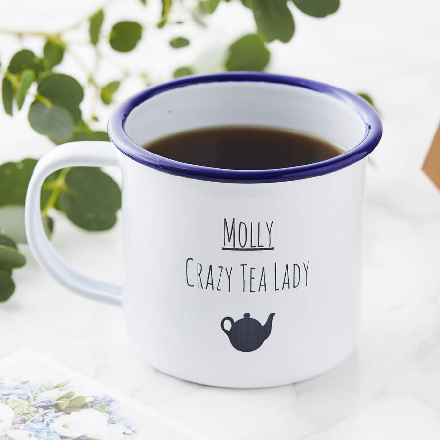 Personalised Tea Lady Enamel Mug