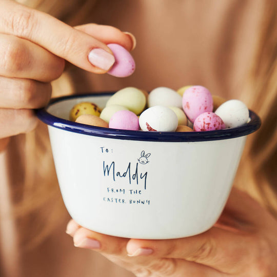 Personalised Treat Bowl And Mini Egg Set