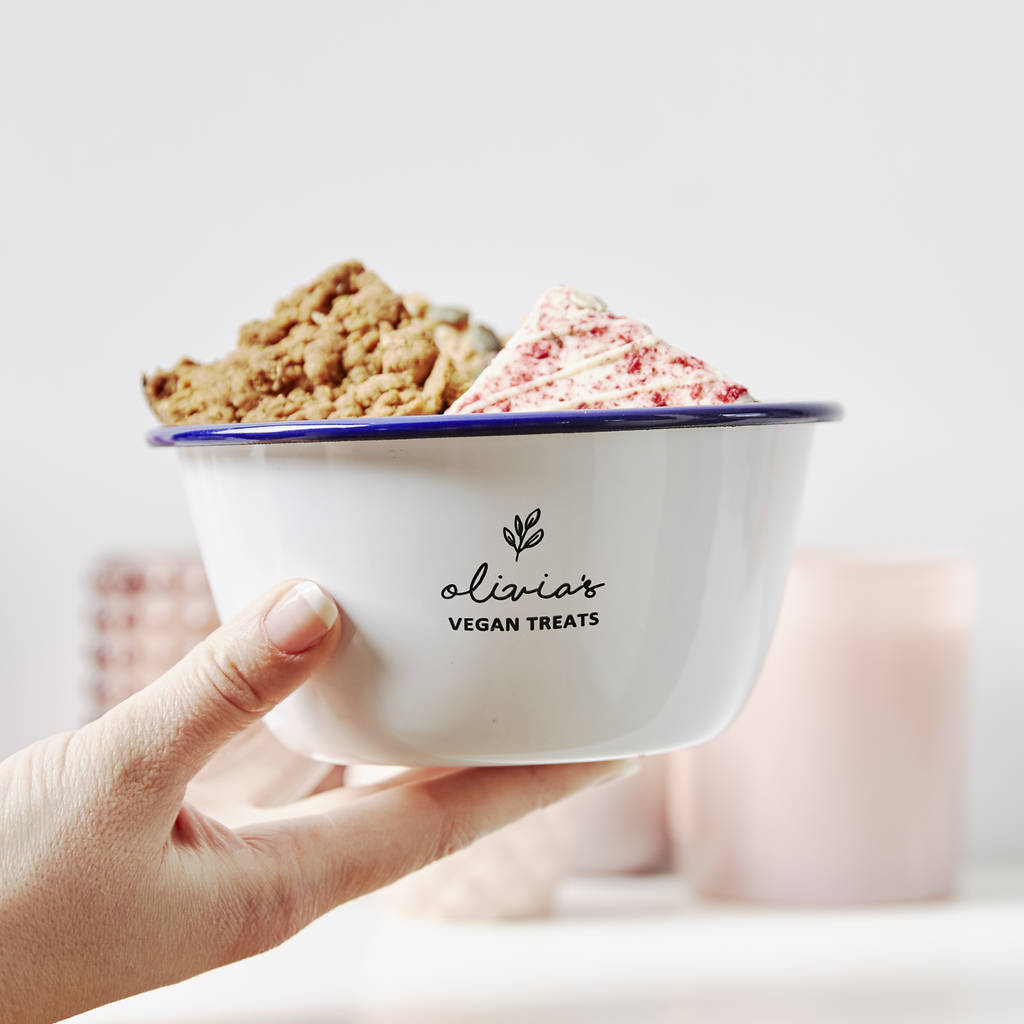 Personalised Vegan Treats Enamel Bowl