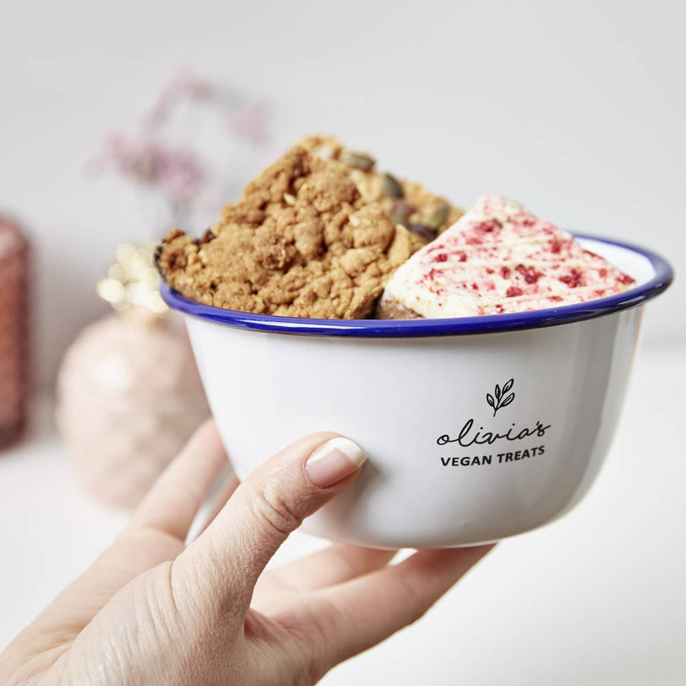 Personalised Vegan Treats Enamel Bowl