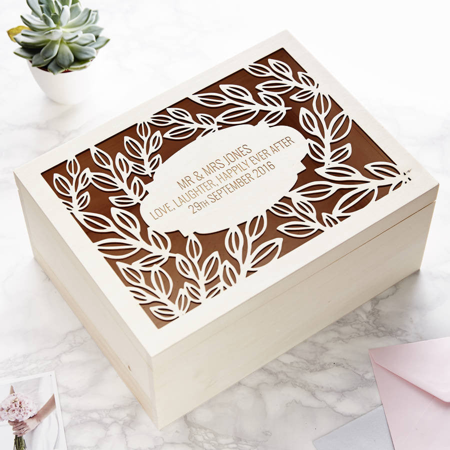 Personalised Vine Wedding Keepsake Box