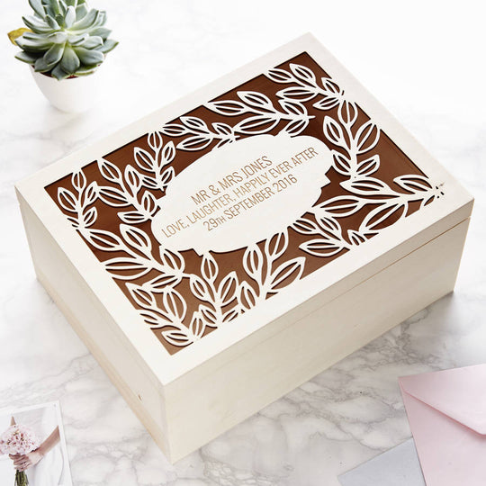 Personalised Vine Wedding Keepsake Box
