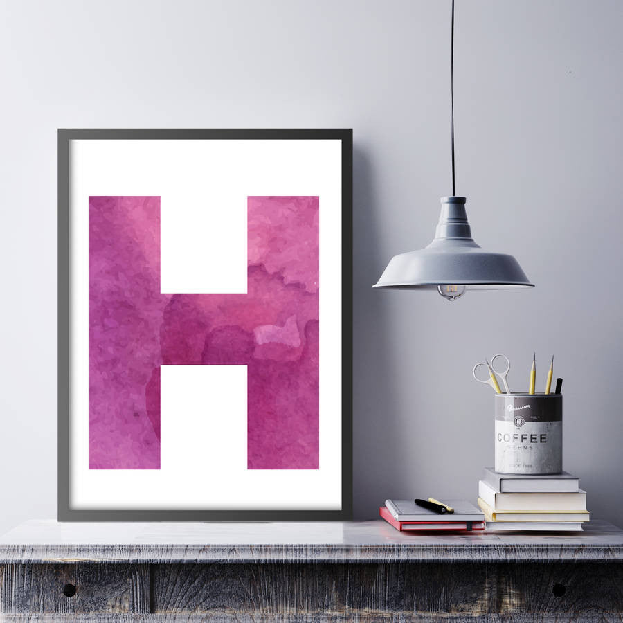 Personalised Watercolour Initial Print