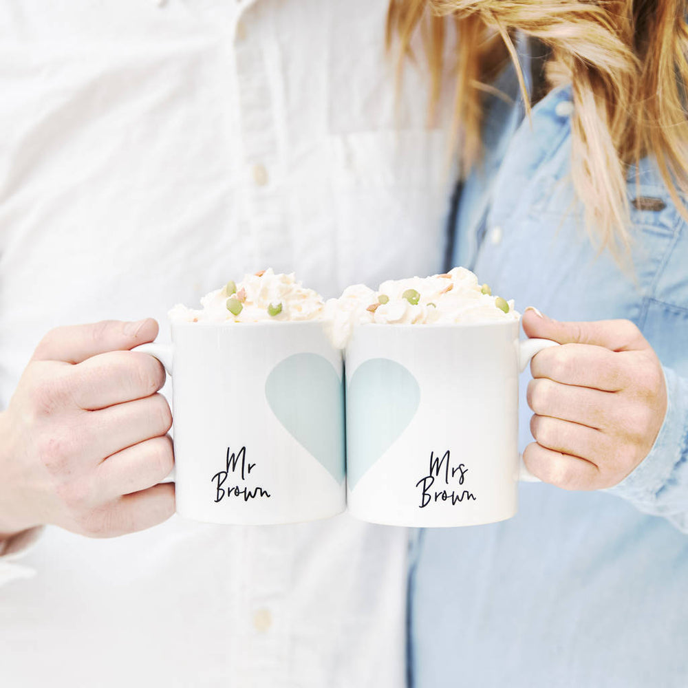 Personalised Wedding Heart Mug Set