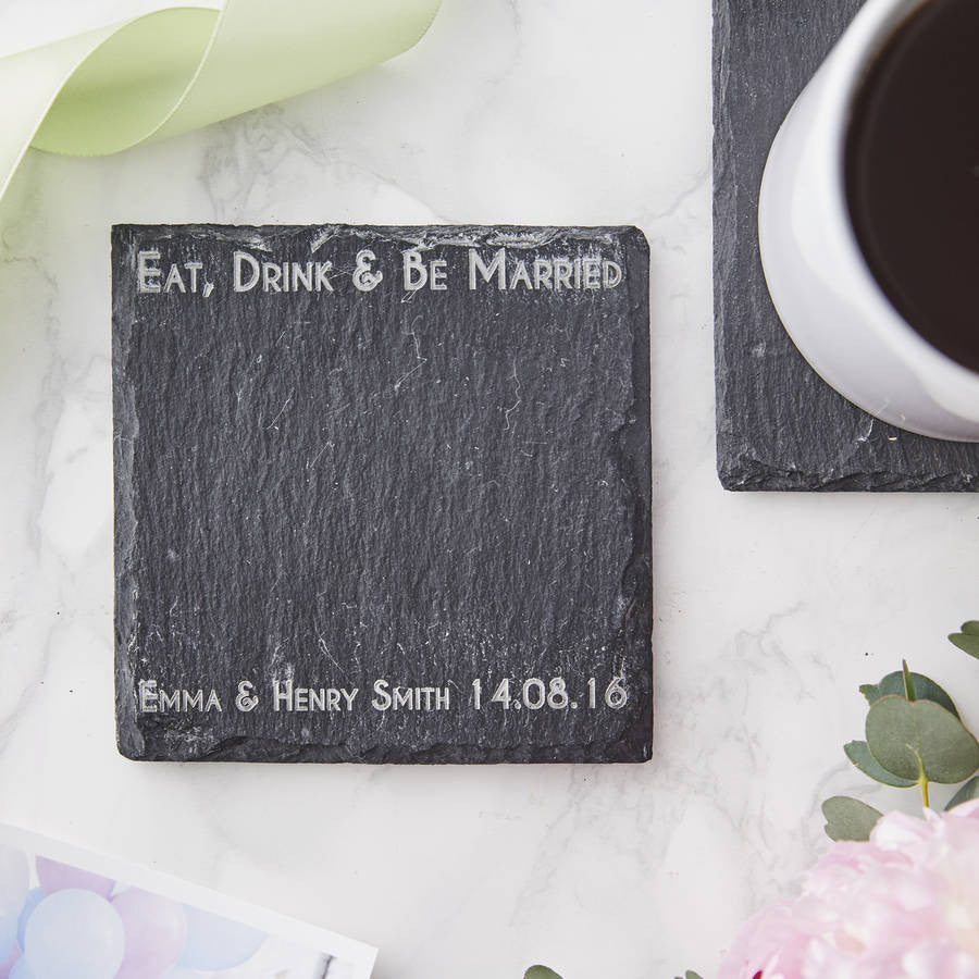 Personalised Wedding Slate Coaster