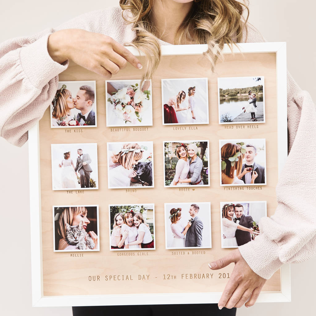 Personalised Wedding Wooden Framed Photo Print