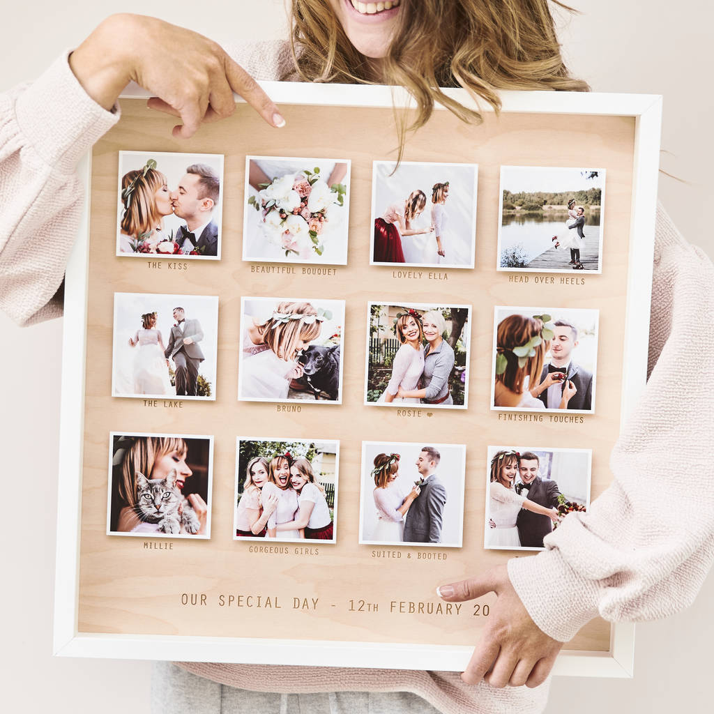 Personalised Wedding Wooden Framed Photo Print