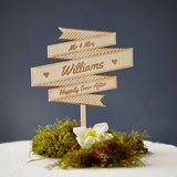 Personalised Wooden Banner Wedding Cake Topper