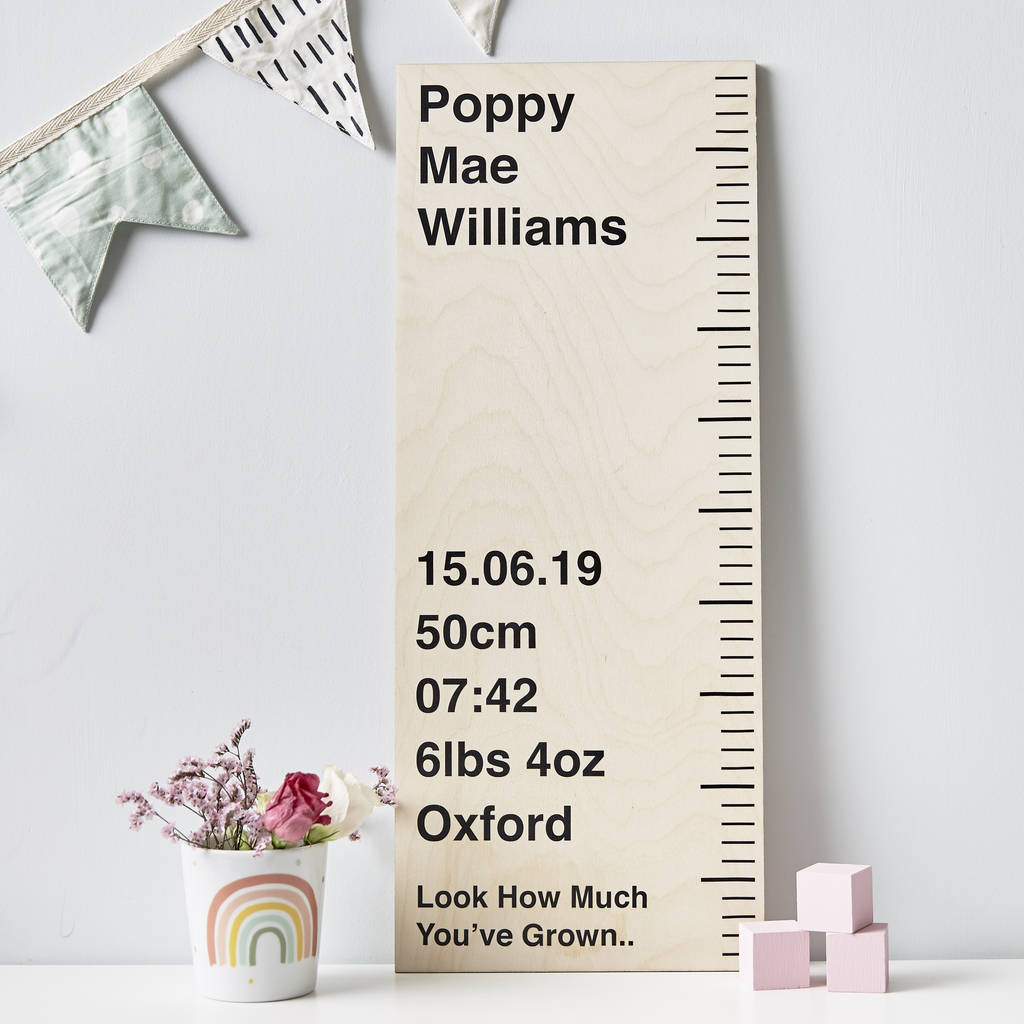Personalised Wooden Birth Ruler