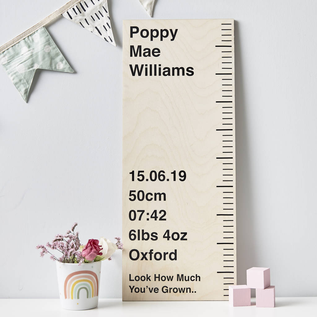 Personalised Wooden Birth Ruler