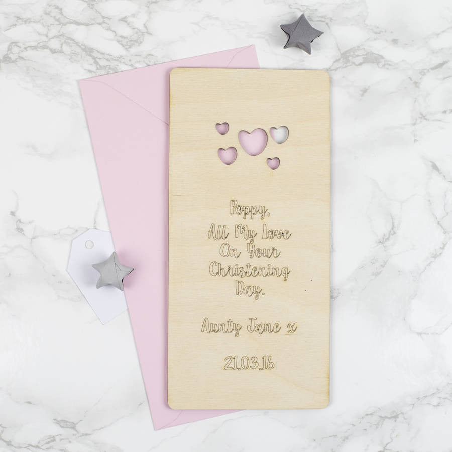 Personalised Wooden Christening Card