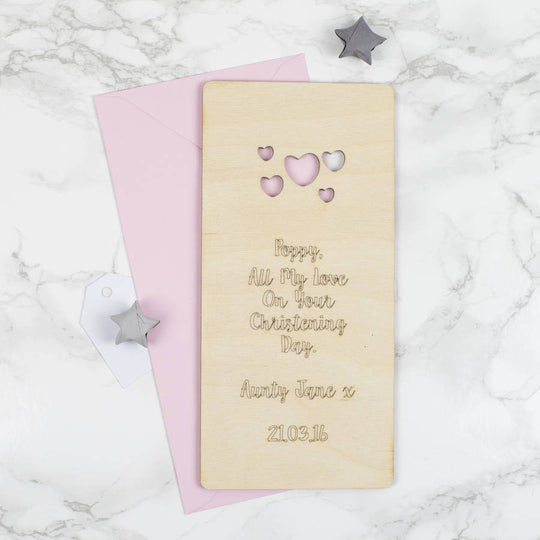 Personalised Wooden Christening Card