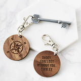 Personalised Wooden Compass Keyring